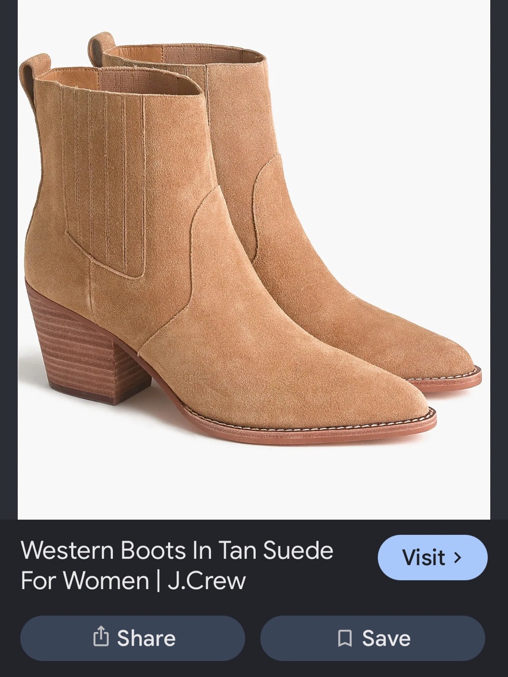 J crew tan Suede Ankle Booties with Stacked Heel worn once